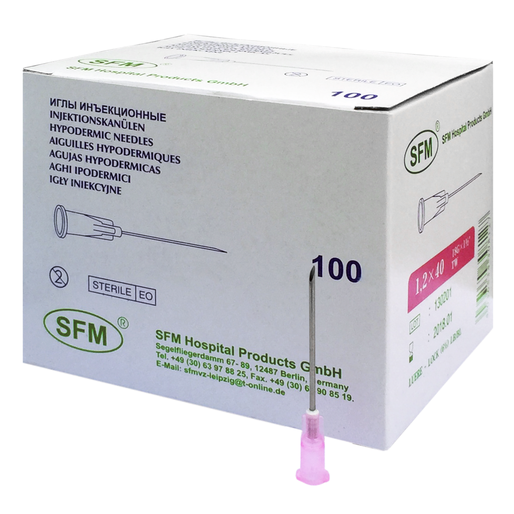 Игла для прокола 18G 40мм (100 шт) 